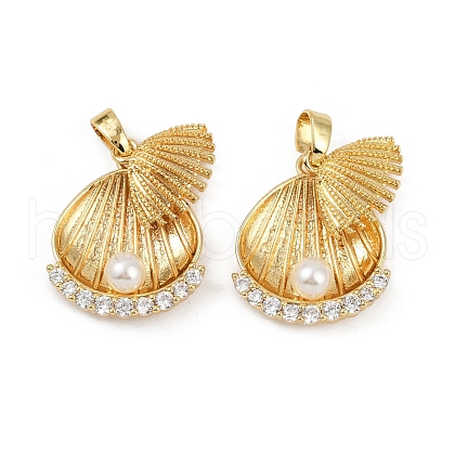Brass Micro Pave Cubic Zirconia Pendants KK-C093-06G-1
