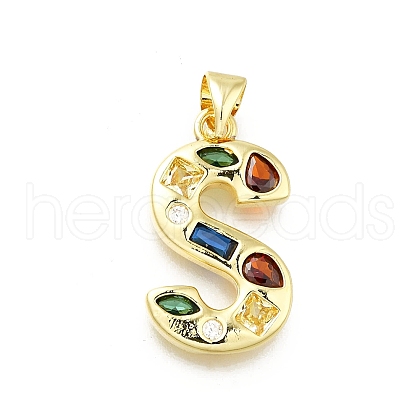 Brass Micro Pave Clear Cubic Zirconia Pendants KK-G521-01G-S-01-1