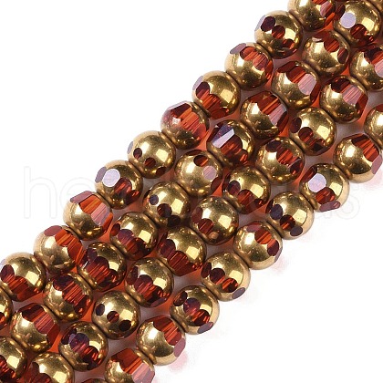 Electroplate Glass Beads Strands X-EGLA-Q128-04A-FP02-1