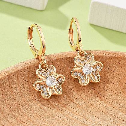 Brass Micro Pave Clear Cubic Zirconia Hoop Earrings for Women EJEW-G428-24G-01-1
