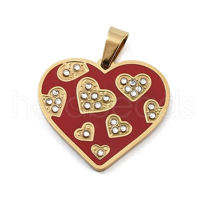 Ion Plating(IP) 304 Stainless Steel Enamel Rhinestone Pendants STAS-Q325-02E-G-1