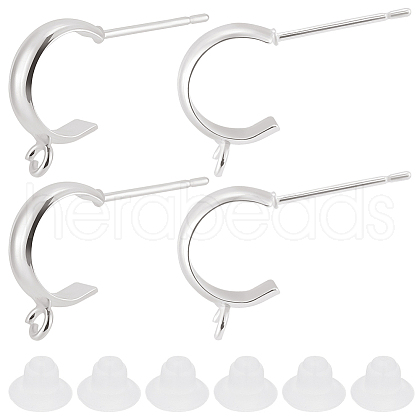 Beebeecraft 20Pcs Brass Ear Stud Findings KK-BBC0016-20-1