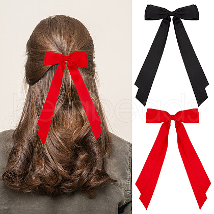 CRASPIRE Big Bowknot Polyester Alligator Hair Clips AJEW-CP0008-42B-03-1