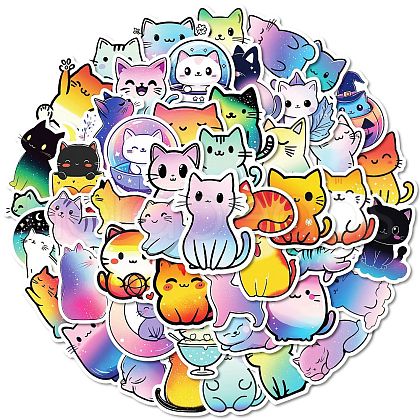 50Pcs Cartoon Cat Paper Sticker STIC-C012-02-1
