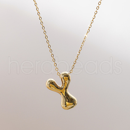 Brass Chunky Initial Pendant Necklaces WG97A63-25-1