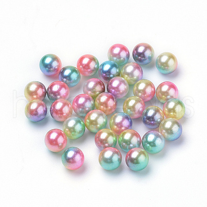 Rainbow Acrylic Imitation Pearl Beads OACR-R065-10mm-07-1