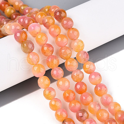 Dyed Natural White Jade Beads Strands G-T139-8mm-60-11-1