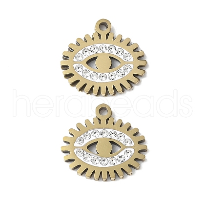 201 Stainless Steel Rhinestone Pendants STAS-V005-05G-04-1
