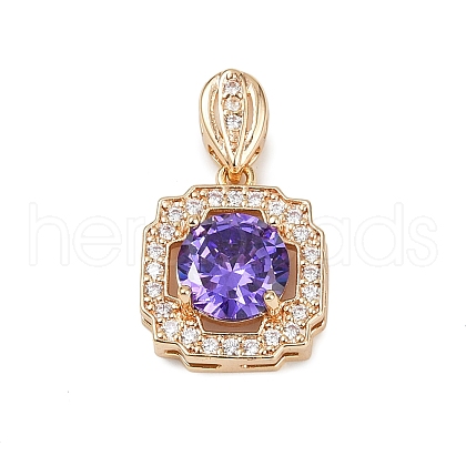 Brass Micro Pave Cubic Zirconia Pendants KK-E795-15KCG-1