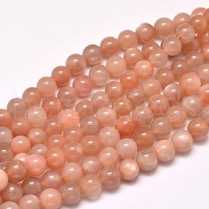 Natural Sunstone Round Bead Strands G-F266-11-6mm-1