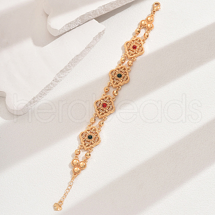 Vintage Brass Glass Hollow Link Bracelets for Women QG3110-6-1