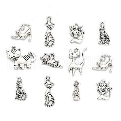 Kitten Theme Tibetan Style Alloy Pendants TIBEP-MSMC018-M2AS-1
