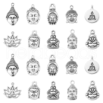 100Pcs 10 Styles Tibetan Style Zinc Alloy Charms TIBEP-CJ0003-08-1