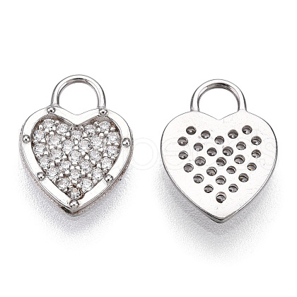 Rhodium Plated 925 Sterling Silver Micro Pave Cubic Zirconia Charms STER-T004-66P-1
