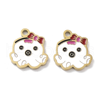 Ion Plating(IP) 304 Stainless Steel Enamel Pendants STAS-P339-19G-02-1