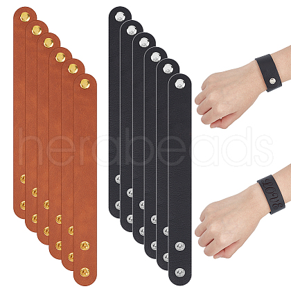 Olycraft 2Pcs 2 Colors Adjustable Plain Leather Cord Bracelet BJEW-OC0001-24B-1