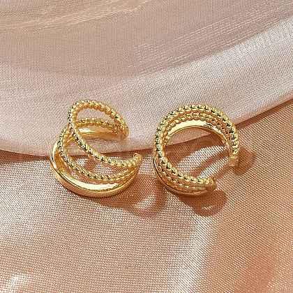 Triple-Layer Brass Open Cuff Earrings for Women EJEW-G297-33G-1