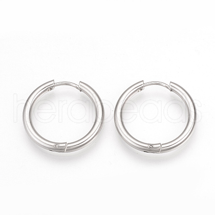 201 Stainless Steel Huggie Hoop Earrings MAK-R021-25mm-1