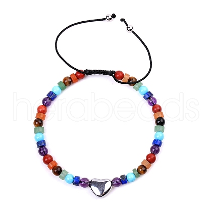 Natural Mixed Gemstone Braided Bead Bracelets for Women PW-WGAE96F-01-1