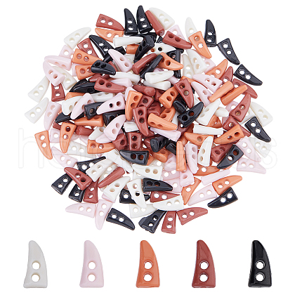 SUPERFINDINGS 200pcs 5 colors Resin Buttons BUTT-FH0001-010-1