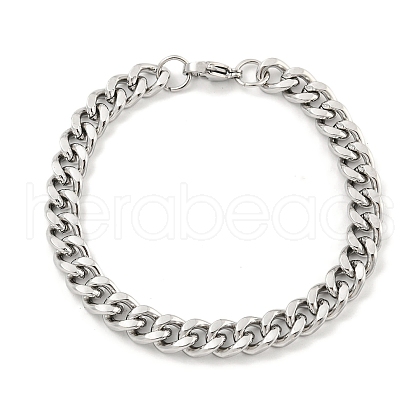 Non-Tarnish 201 Stainless Steel Cuban Link Chain Bracelets for Women and Men BJEW-F473-04P-03-1