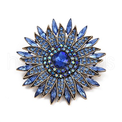 Sunflower Alloy Rhinestone Brooches for Backpack Clothes JEWB-M070-03AG-1