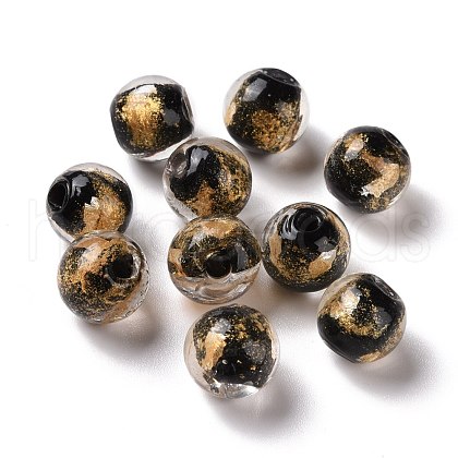 Handmade Gold Foil Lampwork Glass Beads FOIL-E003-02A-1