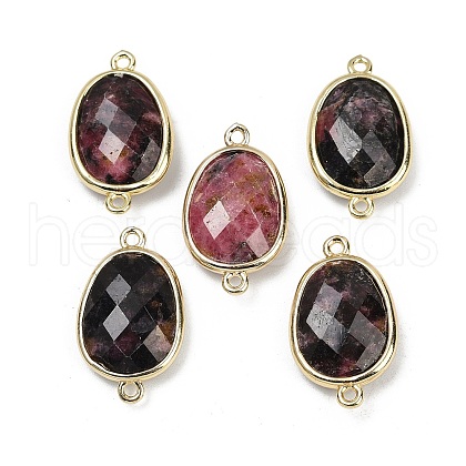 Natural Rhodonite Faceted Connector Charms G-K347-11G-20-1