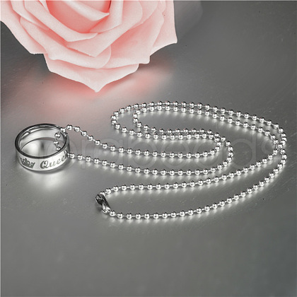 Emgraved Queen Ring 201 Stainless Steel Pendant Couple Necklaces FS-WGB8CCA-02-1