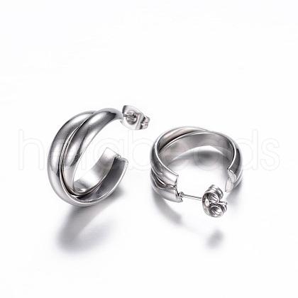 Tarnish Resistant 304 Stainless Steel Stud Earrings EJEW-P090-01P-1
