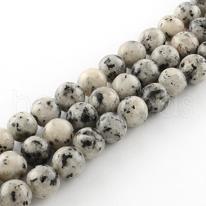 Dyed Natural Sesame Jasper Round Beads Strands G-R342-10mm-15-1