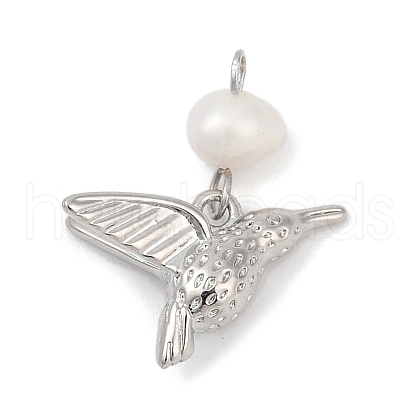 Natural Cultured Freshwater Pearl & Brass Pendants KK-U062-03P-1