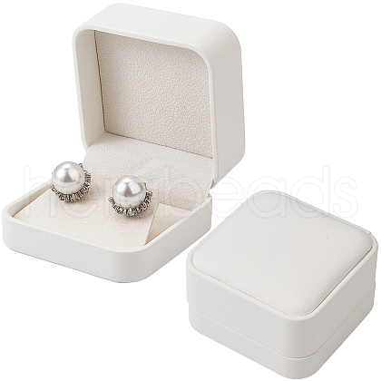 Beebeecraft 2Pcs PU Leather Rings/Earrings Storage Box with with Lint AJEW-BBC0002-23B-1