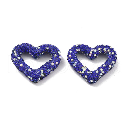 Heart Shape Polymer Clay Rhinestone Beads CLAY-NH0001-09B-07-1