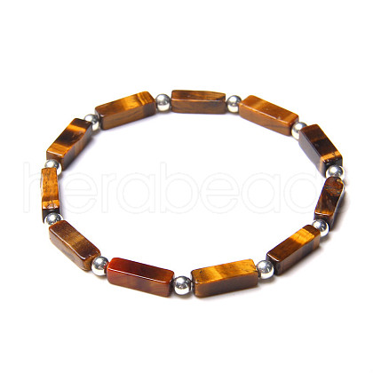 Natural Tiger Eye Beads Stretch Bracelets for Men BC6173-1-1