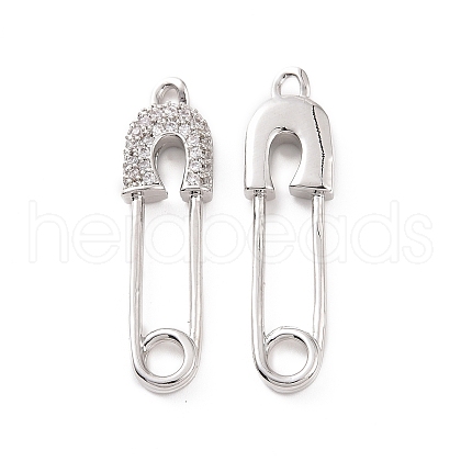 Brass Micro Pave Clear Cubic Zirconia Pendants KK-E068-VC469-1