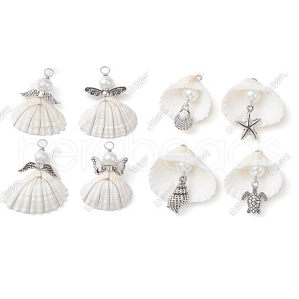 Glass Pearl & Shell Pendant PALLOY-GO00021-1