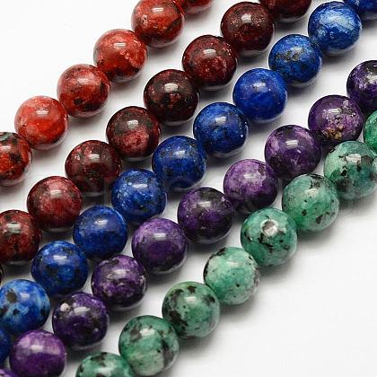 Natural Larvikite Beads Strands G-E382-8mm-M-1