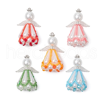 Beaded Angel Charms PALLOY-MZ00435-1