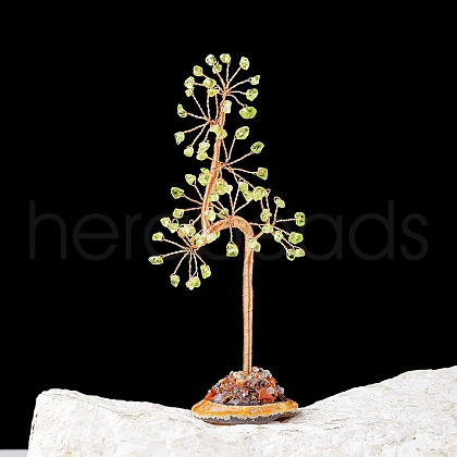 Natural Olive Quartz Chips Tree of Life Decorations PW-WG8B088-05-1