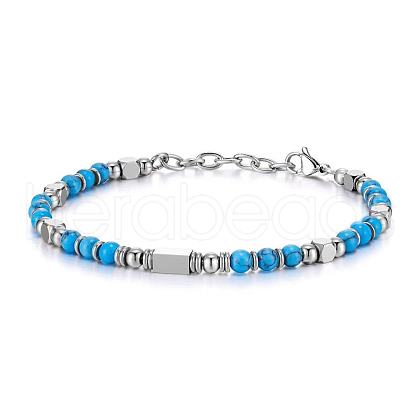 Adjustable 304 Stainless Steel Gemstone Beaded Bracelets FS-WG23DE2-12-1