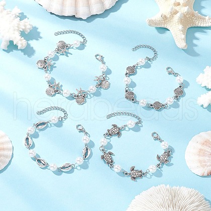 Ocean Series Alloy Link Bracelets BJEW-JB11840-1