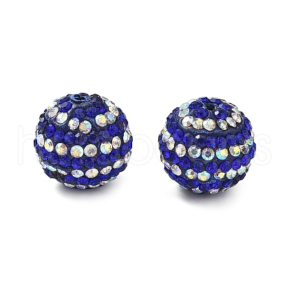 Stripe Pattern Polymer Clay Rhinestone Beads CLAY-NH0001-01J-1