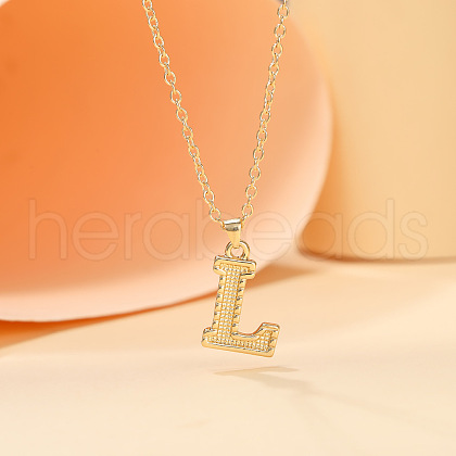 Alloy Textured Initial Pendant Necklaces FS-WG9837C-12-1