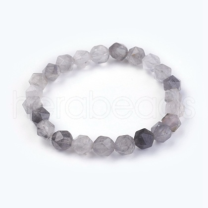 Natural Cloudy Quartz Stretch Bracelets BJEW-JB03950-05-1