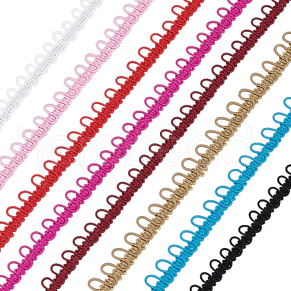 BENECREAT 20 Yards 8 Colors Polyester Button Loop Elastic Lace Ribbon OCOR-BC0007-56-1
