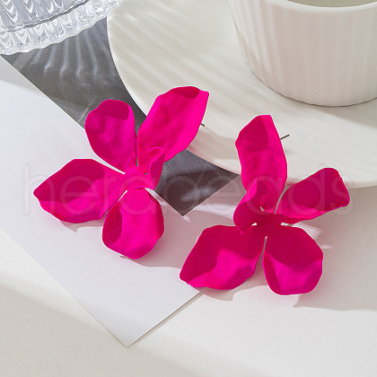 Flower Spray Painted Alloy Stud Earrings FS-WG7186F-04-1