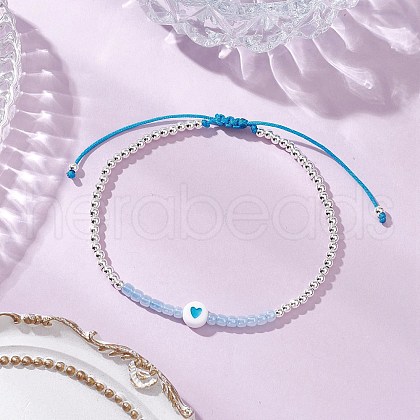 Brass Round Beads Braided Bead Bracelets for Women BJEW-JB11718-01-1