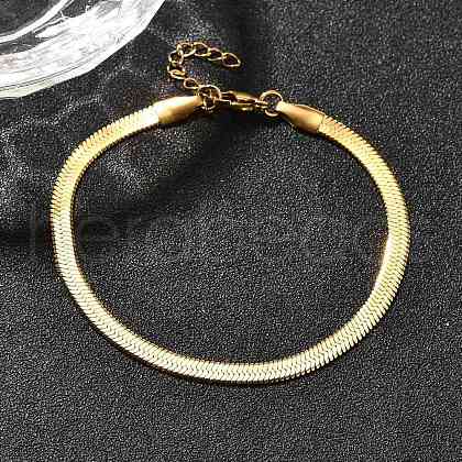 Ion Plating(IP) Unisex 304 Stainless Steel Herringbone Chain Bracelets BJEW-O177-01A-G-1
