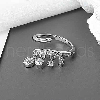 Brass Micro Pave Clear Cubic Zirconia Cuff Rings FS-WG905BE-01-1